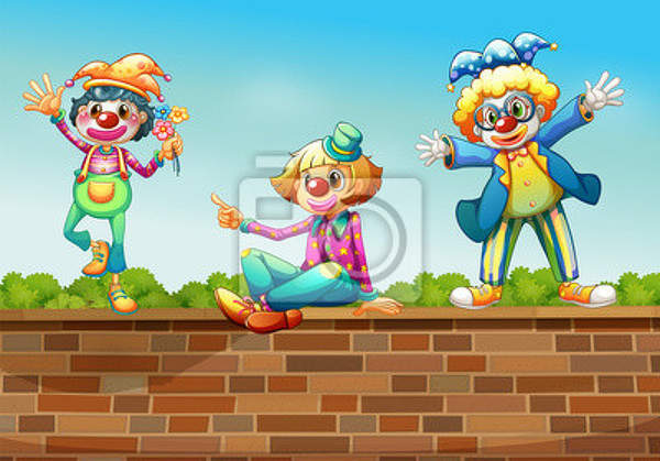 Фотообои - Три клоуна на стене артикул 10002991