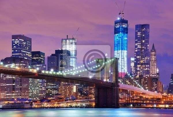 Фотообои - Бруклинский мост ночью артикул 10002898