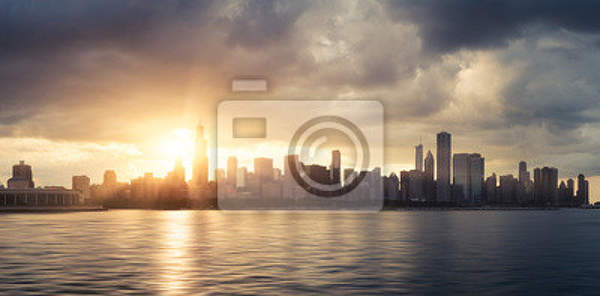 Фотообои с небоскребами Чикаго артикул 10002615