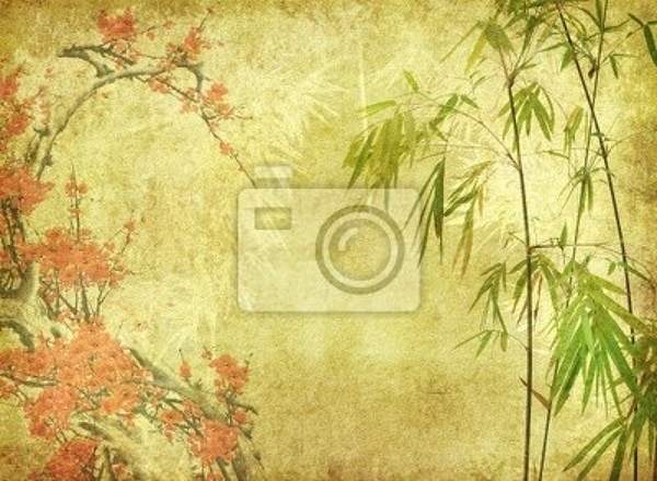 Фотообои - Цветение бамбука и сливы артикул 10004043