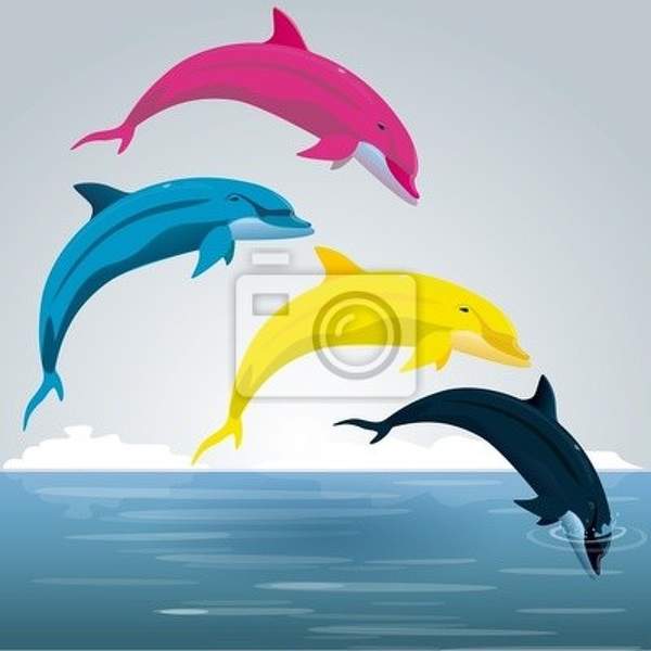 Фотообои - Рисунок дельфинов артикул 10003641