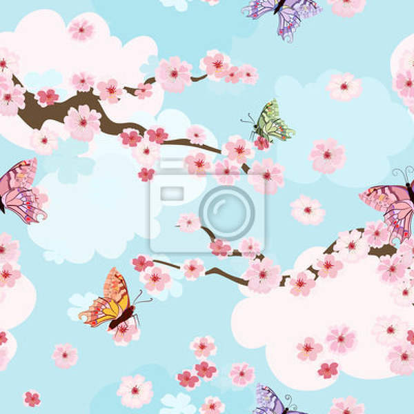 Фотообои - Цветущие ветви сакуры артикул 10003557