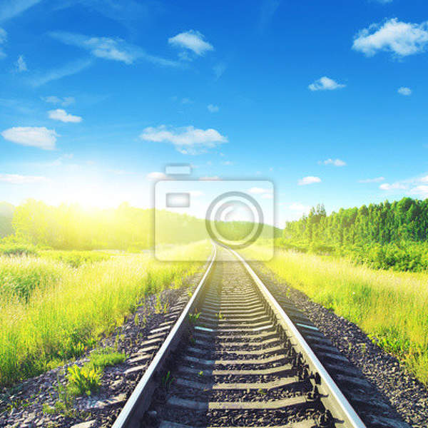 Фотообои - Железная дорога в солнечный день артикул 10003347