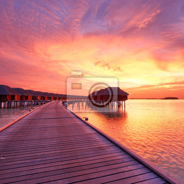 Фотообои - Закат на Мальдивском пляже артикул 10003896