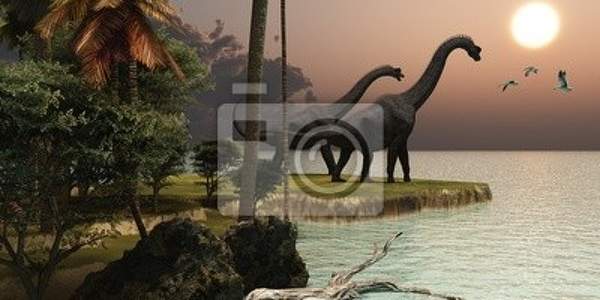 Фотообои - Брахиозавры на закате артикул 10003407