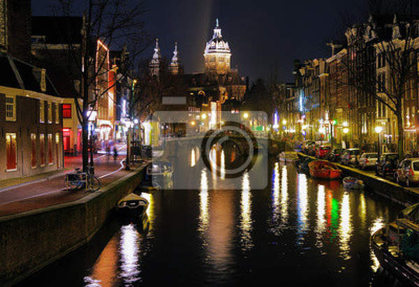 Фотообои - Ночной Амстердам  артикул 10003763