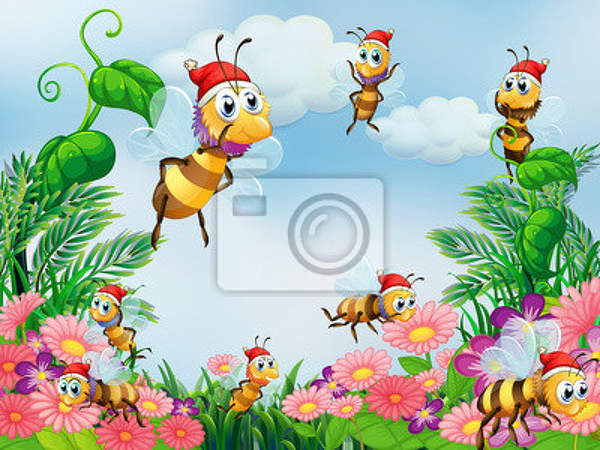 Фотообои - Пчелки на лугу артикул 10003708