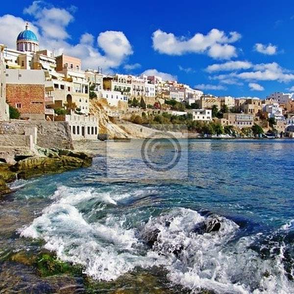 Фотообои — Греческий городок у моря артикул 10004767