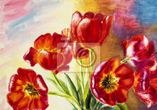 Арт-обои - Тюльпаны - Масляная живопись артикул 10004617