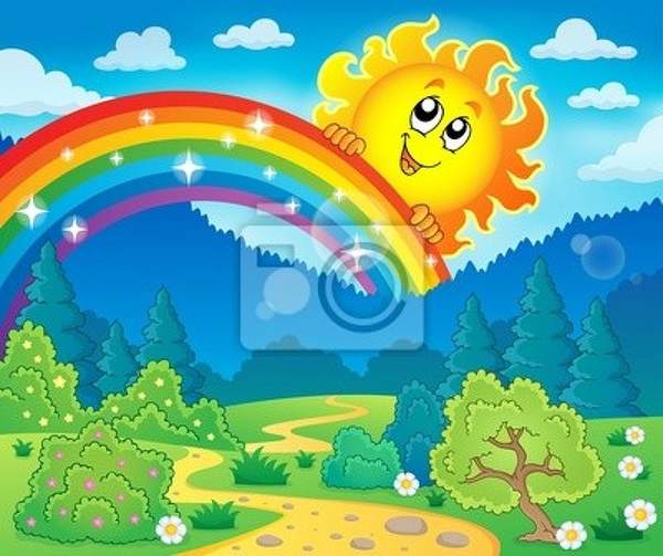 Детские фотообои с радугой и солнцем артикул 10004744
