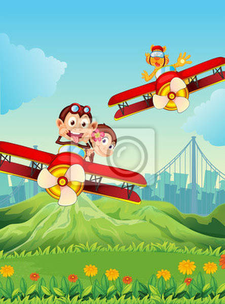 Детские фотообои с самолетами артикул 10004730