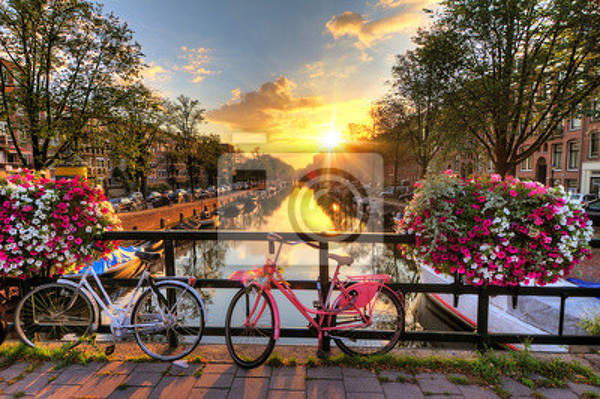Фотообои - Красивый восход солнца над Амстердамом артикул 10007881
