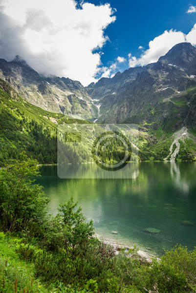 Фотообои - Зеленое озеро в горах артикул 10004995
