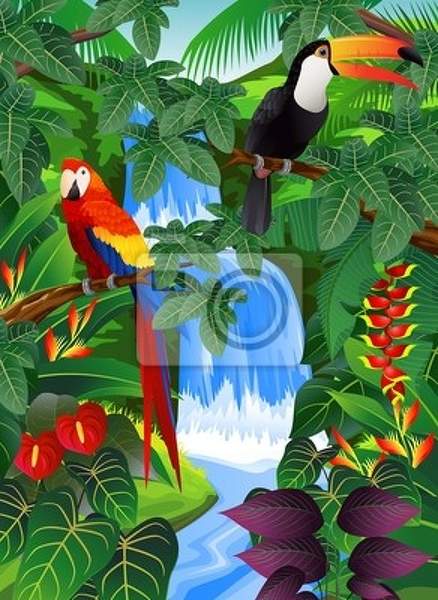 Детские фотообои - Тропические птицы артикул 10005238