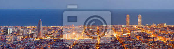 Фотообои - Панорама ночной Барселоны артикул 10005580