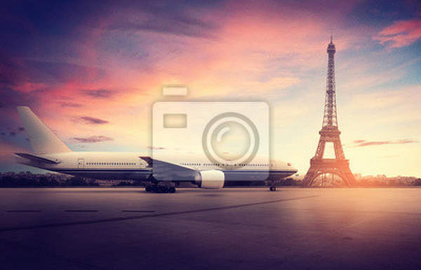 Фотообои - Самолет в Париже артикул 10005565