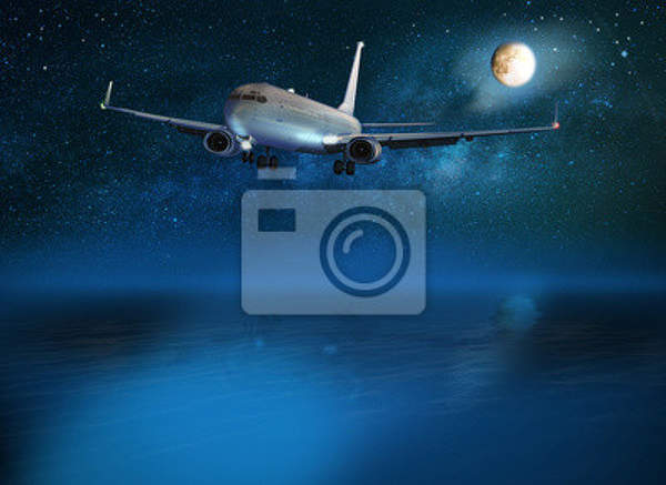 Фотообои - Самолет в ночи артикул 10005666