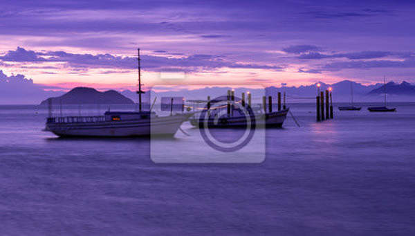 Фотообои - Фиолетовый морской закат артикул 10006373
