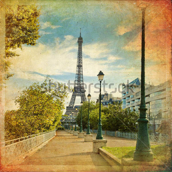 Эйфелева башня в Париже в винтажном стиле артикул 10008495