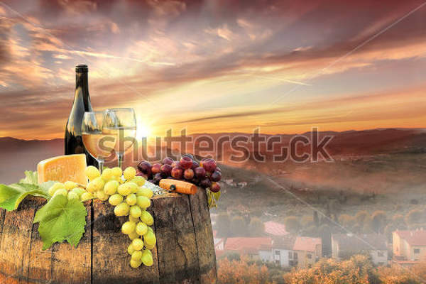 Фотообои с виноградом - (пейзаж, закат) артикул 10008538