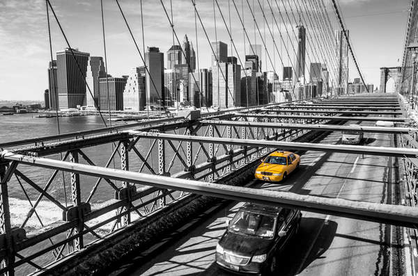 Фотообои — Такси на бруклинском мосту артикул 10003005