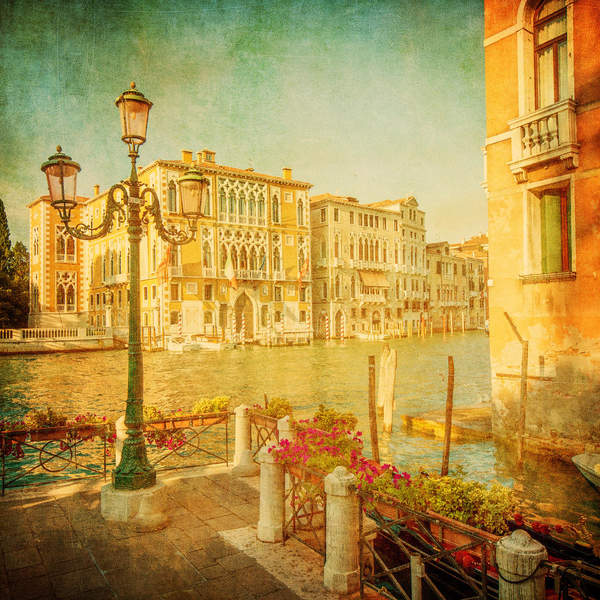 Фотообои на стену с винтажным венецианским пейзажем артикул 10002371
