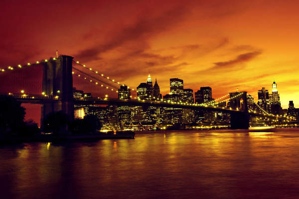 Фотообои с Бруклинским мостом на закате артикул 10000181