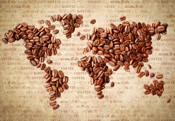 Карта мира из кофейных зерен — Обои на стену артикул 10000019