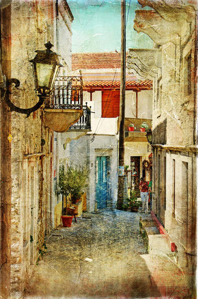 Фотообои со старой греческой улицей - художественная фотография артикул 10000507