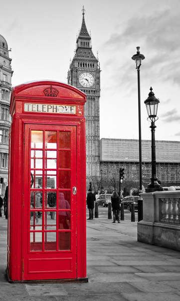 Фотообои с красной телефонной будкой в Лондоне артикул 10001895