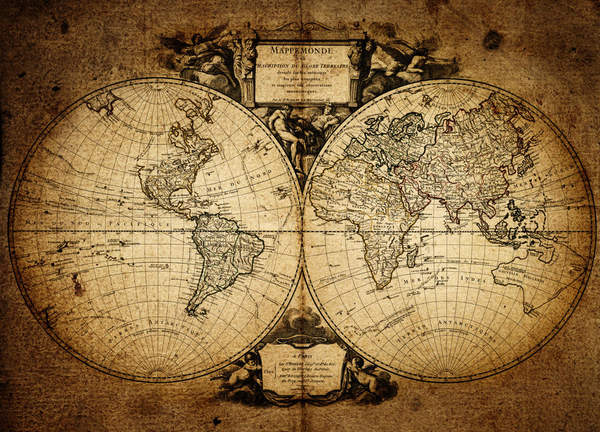 Фотообои - Старинная карта мира 1752 года артикул 10002604