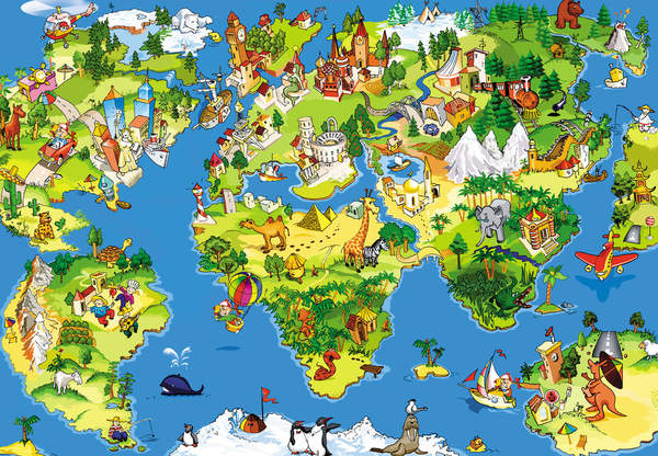Фотообои - Карта мира для детей артикул 10002992