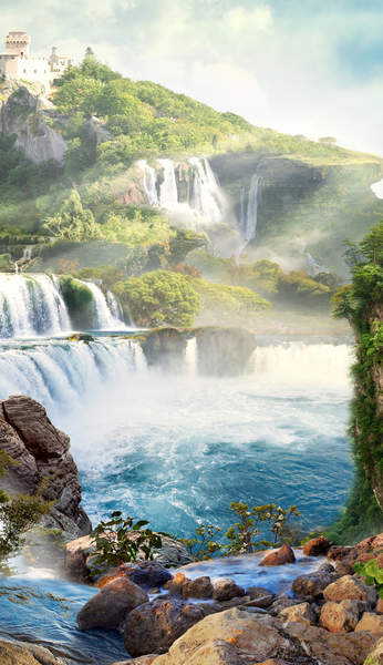 Фотообои с водопадом вертикальные артикул 10008711