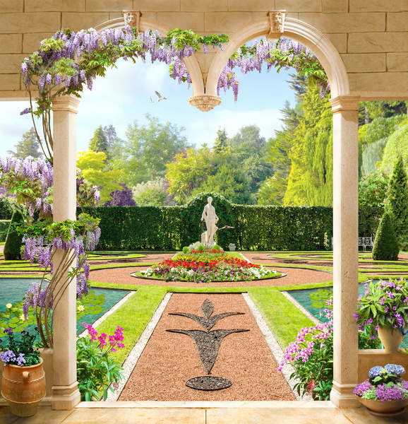 Фреска арка с видом в сад артикул 10008902