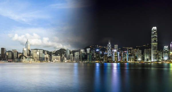 Фотообои с ночным городом "Гонконг" артикул 10008977