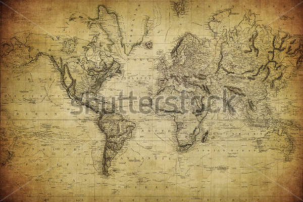 Фотообои "Старинная карта мира 1814г." артикул 10012571