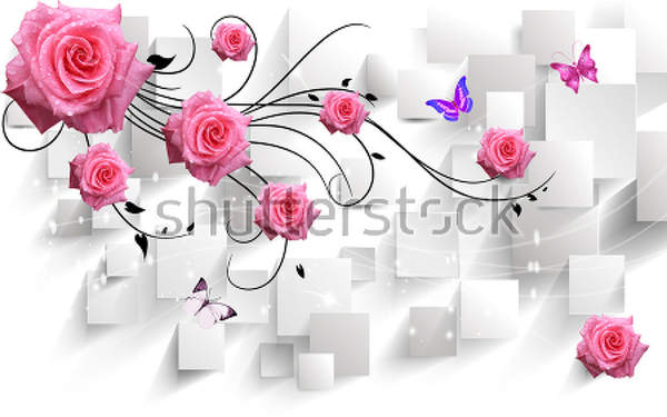 3D Фотообои с розами на стену - абстракция артикул 10017576