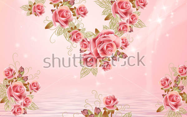 3Д Фотообои с розовыми розами артикул 10021675