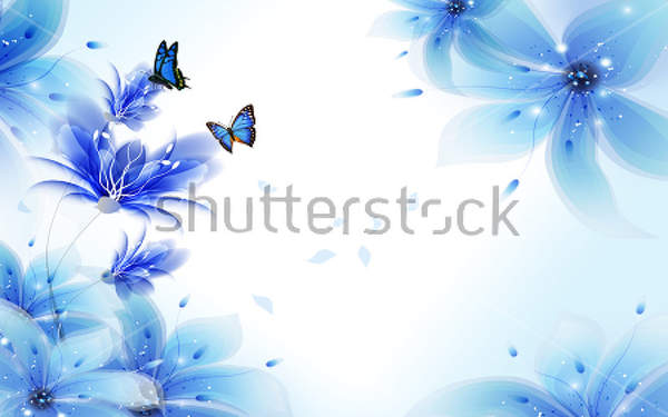 Фотообои 3Д с голубыми лилиями артикул 10022110