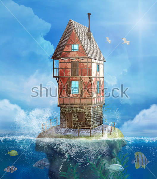 Фотообои 3Д - Дом в море в стиле Фентези артикул 10022188
