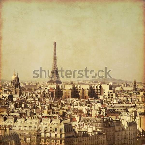 Фотообои с винтажным Парижем (вид на Эйфелевую башню) артикул 10050461