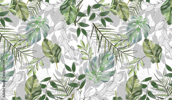 Обои на стену с листьями артикул 10060730