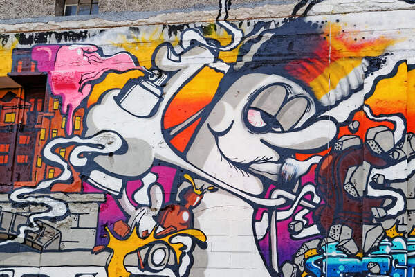Фотография уличной стены граффити артикул 10033768
