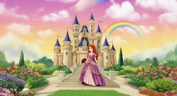 Принцесса и замок (обои для девочки) артикул 10061266