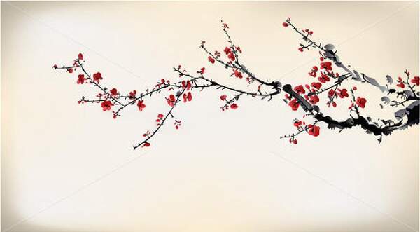 Арт-обои на стену с веткой сакуры артикул 10007345