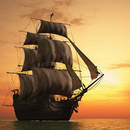 Фотообои на стену с парусником на закате