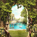 Арка с видом на пруд с лебедями