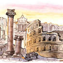 Обои для стен с рисунком «Эпохи Рима (акварельный коллаж античности)»