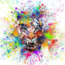 Арт-обои — Тигр и яркие краски