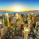 Фотообои с небоскребами Нью-Йорка на рассвете